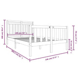 ZNTS 3100959 Bed Frame without Mattress White Solid Wood 140x200 cm