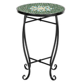 ZNTS Mosaic Round Terrace Bistro Table With Coloured Glass Green Flowers Mosaic 15824078