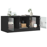 ZNTS Coffee Table with Glass Doors Black 102x50x42 cm 836414