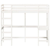 ZNTS Loft Bed without Mattress White 75x190 cm Small Single Solid Wood Pine 842863