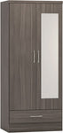 ZNTS Nevada Mirrored 2 Door 1 Drawer Wardrobe 100-101-131