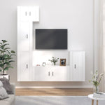 ZNTS 5 Piece TV Cabinet Set High Gloss White Engineered Wood 3188616