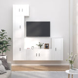 ZNTS 5 Piece TV Cabinet Set High Gloss White Engineered Wood 3188616
