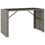 ZNTS Bar Table with Glass Top Grey 185x80x110 cm Poly Rattan 362601