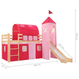 ZNTS Children's Loft Bed Frame with Slide & Ladder Pinewood 208x230cm 282712