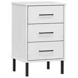 ZNTS Bedside Cabinet with Metal Legs White Solid Wood Pine OSLO 350978