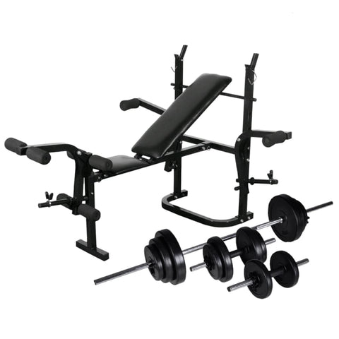 ZNTS Weight Bench with Weight Rack, Barbell and Dumbbell Set 30.5kg 275368