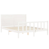 ZNTS Bed Frame without Mattress White King Size Solid Wood Pine 3192757