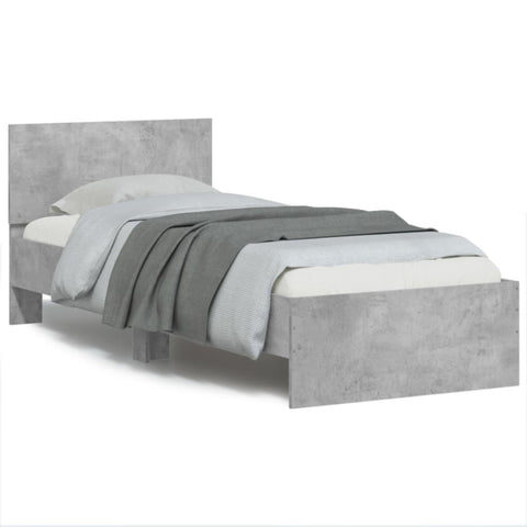 ZNTS Bed Frame without Mattress with LED Lights Concrete Grey 90x200 cm 838809