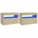 ZNTS Bedside Cabinet & LED Lights 2 pcs Sonoma Oak 60x35x40 cm 3082781