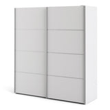 Verona Sliding Wardrobe 180cm in White with White Doors with 5 Shelves 7037528219