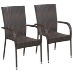 ZNTS 3 Piece Garden Dining Set Poly Rattan Brown 3072481