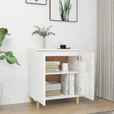 ZNTS Sideboard&Solid Wood Legs High Gloss White 60x35x70cm Engineered Wood 806073