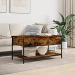 ZNTS Coffee Table Smoked Oak 100x50x50 cm Engineered Wood and Metal 845348