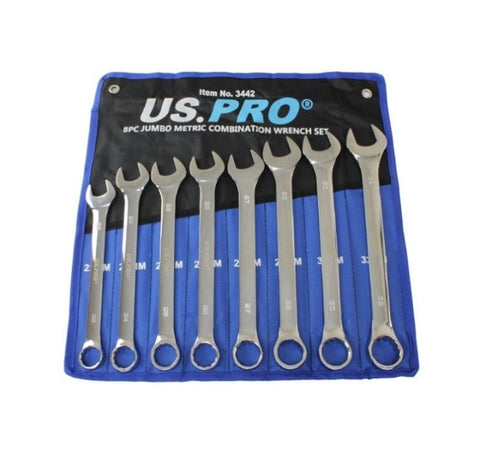 US Pro 8PC Jumbo Metric Combination Wrench Set 22mm - 32mm USP3442