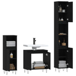 ZNTS 3 Piece Bathroom Furniture Set Black Engineered Wood 3190276