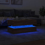 ZNTS Coffee Table with LED Lights Brown Oak 90x50x40 cm 839867