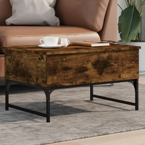 ZNTS Coffee Table Smoked Oak 70x50x40 cm Engineered Wood and Metal 845373