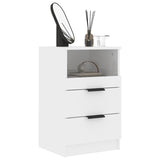 ZNTS Bedside Cabinet High Gloss White Engineered Wood 811244