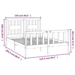 ZNTS Bed Frame with Headboard Solid Wood Pine 120x200 cm 3188161