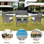 ZNTS Outdoor Living Room Balcony Rattan Furniture Four-Piece-Gray 36658779