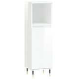 ZNTS 3 Piece Bathroom Cabinet Set High Gloss White Engineered Wood 3187783