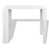 ZNTS Bar Table MDF with Wine Rack High Gloss White 240820