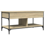 ZNTS Coffee Table Sonoma Oak 100x50x50 cm Engineered Wood and Metal 845367