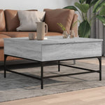 ZNTS Coffee Table Grey Sonoma 80x80x45 cm Engineered Wood and Metal 845404