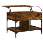 ZNTS Coffee Table Smoked Oak 70x50x50 cm Engineered Wood and Metal 845363
