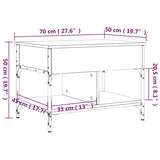 ZNTS Coffee Table Black 70x50x50 cm Engineered Wood and Metal 845361