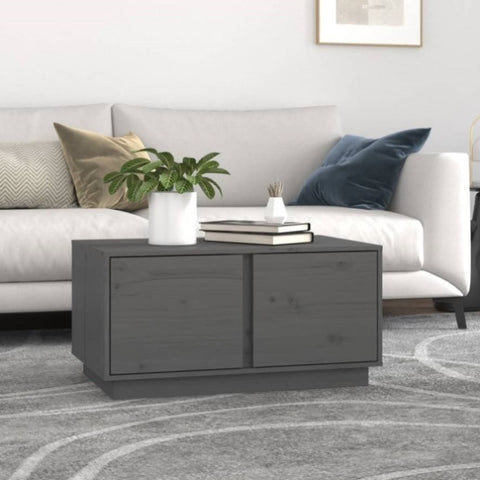 ZNTS Coffee Table Grey 80x50x40 cm Solid Wood Pine 814421