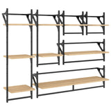 ZNTS 6 Piece Wall Shelf Set with Bars Sonoma Oak Engineered Wood 836269