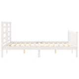 ZNTS Bed Frame without Mattress White King Size Solid Wood Pine 3192887