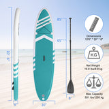 ZNTS Inflatable Paddle Boards Stand Up 10.5'x30 x6 ISUP Surf Control Non-Slip Deck Standing Boat Green 28436802