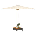 ZNTS Parasol Base Cover Black 70x70x25 cm Poly Rattan and Acacia 365952