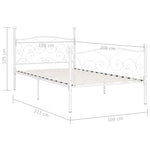 ZNTS Bed Frame without Mattress with Slatted Base White Metal 100x200 cm 284448