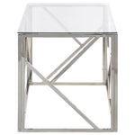 ZNTS Coffee Table Silver Stainless Steel and Tempered Glass 349937