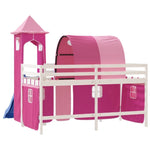 ZNTS Kids' Loft Bed with Tower without Mattress Pink 80x200 cm 3207095