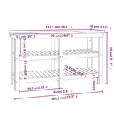 ZNTS Work Bench Black 142.5x50x80 cm Solid Wood Pine 823653