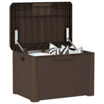 ZNTS Garden Storage Box with Seat Cushion Brown 125 L PP 364212