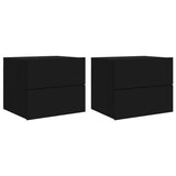 ZNTS Wall-mounted Bedside Cabinets with LED Lights 2 pcs Black 836815