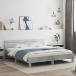 ZNTS Bed Frame with LED without Mattress Concrete Grey 200x200 cm 3207521