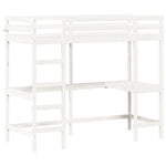 ZNTS Loft Bed without Mattress White 75x190 cm Small Single Solid Wood Pine 842863