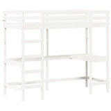 ZNTS Loft Bed without Mattress White 75x190 cm Small Single Solid Wood Pine 842863