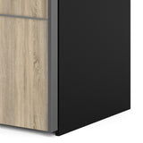Verona Sliding Wardrobe 180cm in Black Matt with Oak Doors with 5 Shelves 7037528272