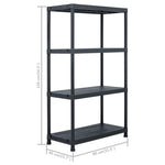 ZNTS Storage Shelf Racks 2 pcs Black 200 kg 80x40x138 cm Plastic 276259