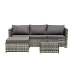 ZNTS Three-Seater Sofa Pedal Coffee Table Dark Gray Cushion Gray Gradient Rattan Iron 48545186