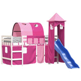 ZNTS Kids' Loft Bed with Tower without Mattress Pink 80x200 cm 3207095