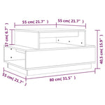 ZNTS Coffee Table Black 80x55x40.5 cm Solid Wood Pine 814518